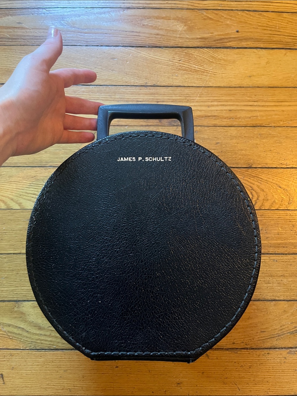 Vintage Black Round Small Train Case